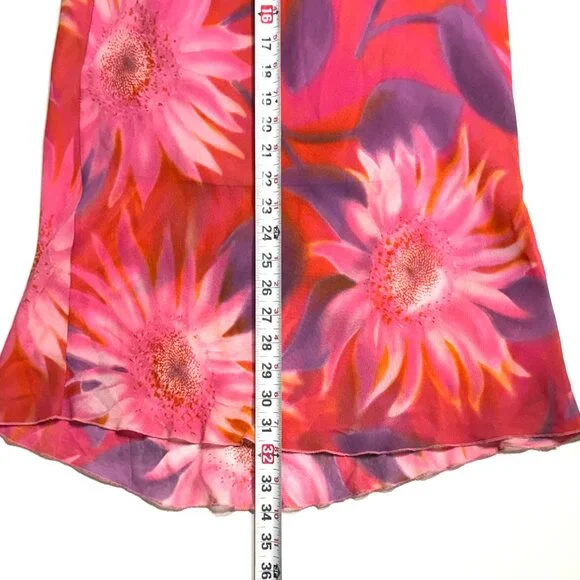 Vtg 90s Y2K Floral Chiffon Maxi Skirt Elastic Waist Whimsical Fairy Festival - Picture 11 of 12